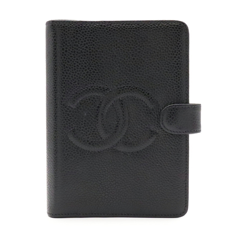 CHANEL Coco Mark Agenda Notebook Cover, 6-ring binder, Caviar Leather, Black,...